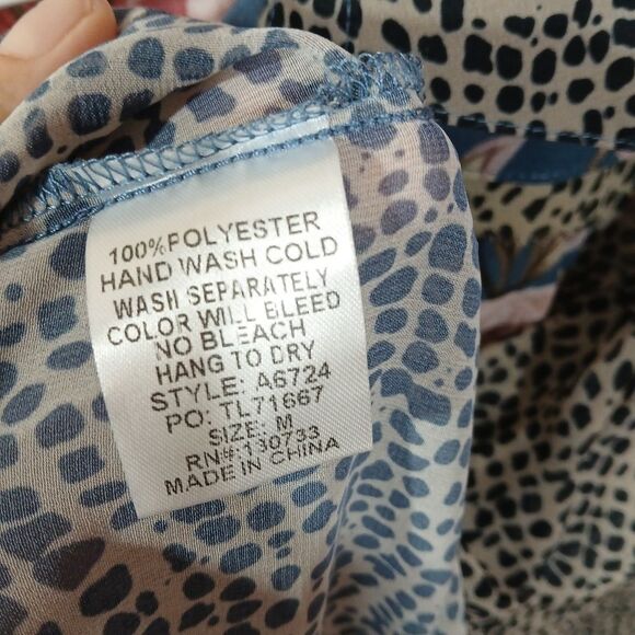 Floral Animal Print Long Sleeve Sheer Top - Picture 7 of 10